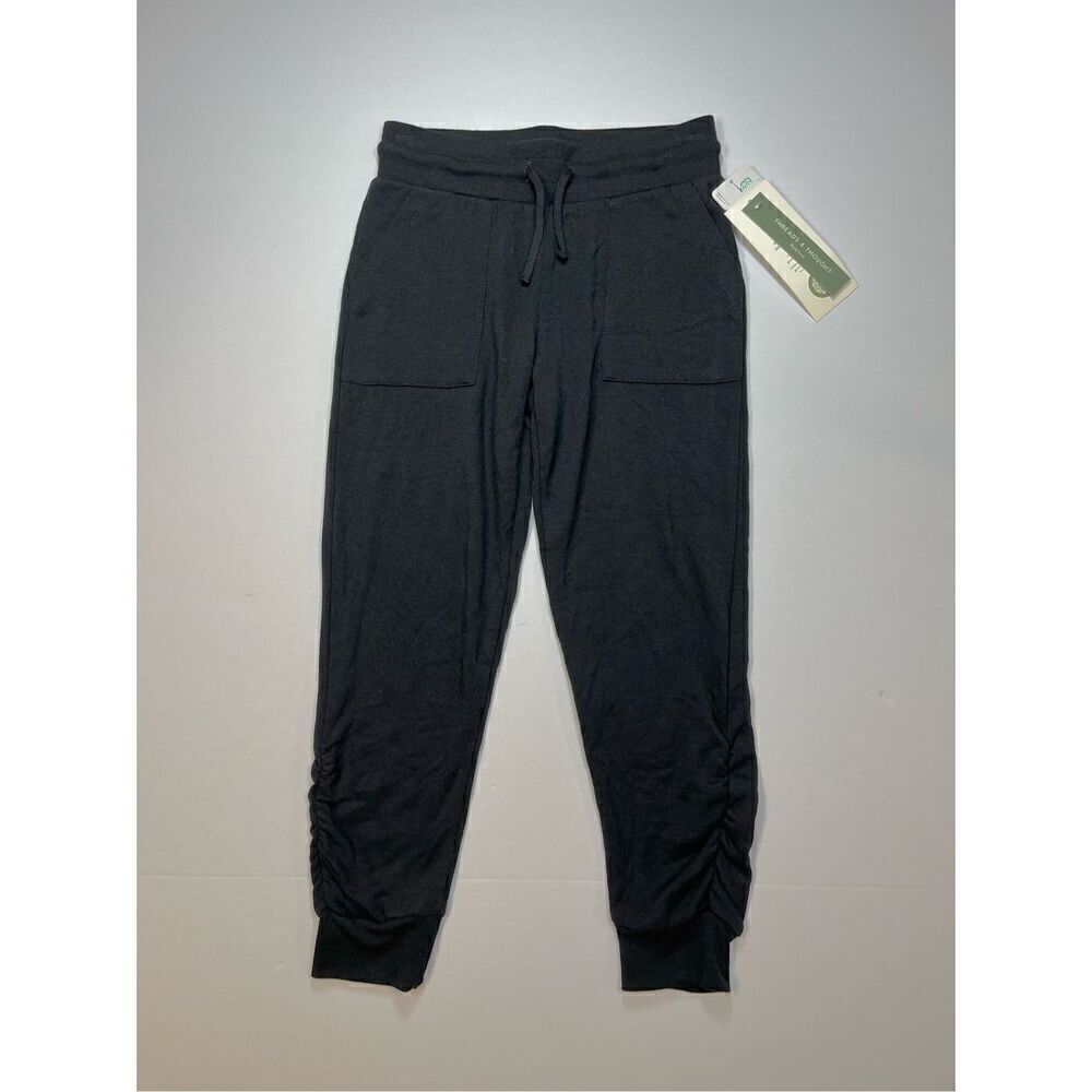 Threads 4 Thought Jade Cropped Ruched Fleece Jogger NWT Black GIRLS Size 8